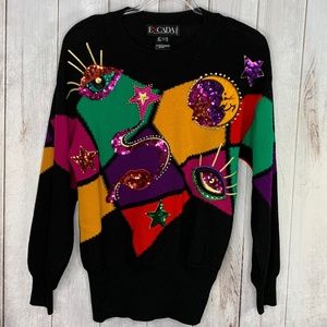Vintage Escada Sequin Wool Sweater Size 34 (US 4)